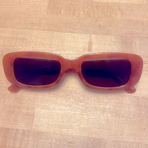 Frye Brown Retro Rounded Rectangle Sunglasses 100% UV